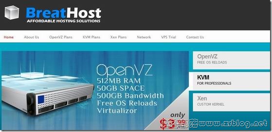 BreatHost：$2.99/月OpenVZ(256MB/512MB/50GB/500GB)-$3.74/月KVM