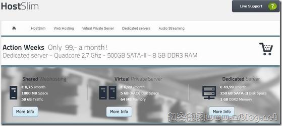 HostSlim：€2.99/月OpenVZ-256MB/25GB/250GB 荷兰