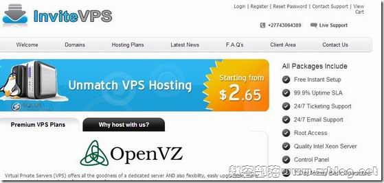 inviteVPS：$1.32/月OpenVZ-128MB/256MB/10GB/100GB 北卡