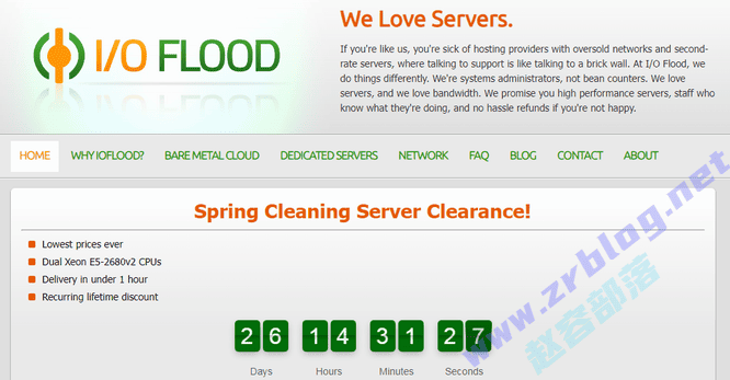 IOFLOOD:$59/月-E3 1230v2,32GB内存,2x8TB硬盘,20TB/1Gbps,凤凰城机房-赵容部落