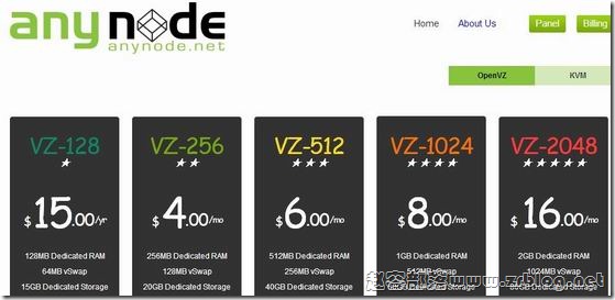 AnyNode：$2.5/月KVM-256MB/30GB/250GB 绍斯菲尔德
