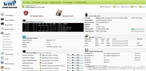 CentOS Web Panel:Linux免费主机面板简单介绍-赵容部落