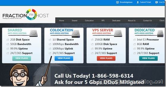 FractionHost：$8/月KVM-512MB/5G SSD/500GB/DDoS保护(10G) 洛杉矶