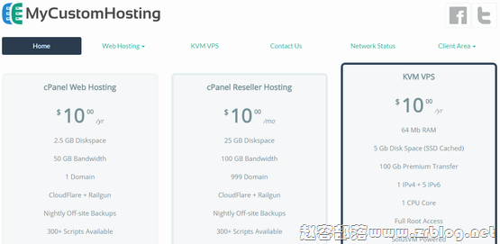 MyCustomHosting:$4/月KVM-1GB/10GB/1TB 加拿大-赵容部落