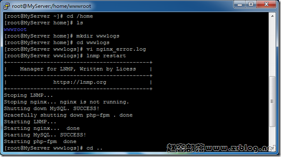 LNMP报错nginx: [emerg] open() "/home/wwwlogs/nginx_error.log" failed