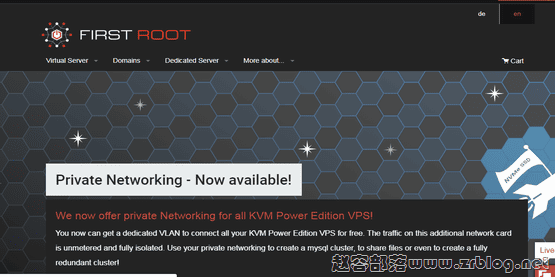 First-root:€2.5/月KVM-1GB/40G SSD/5TB 德国-赵容部落