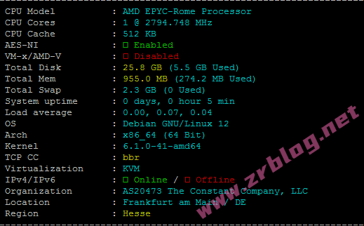 vultr德国法兰克福(FRA)机房云服务器简单测试-赵容部落