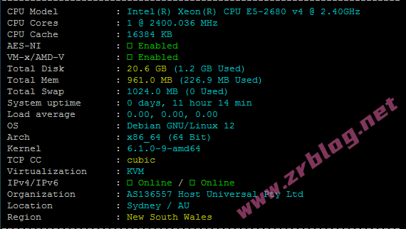 smarthost澳大利亚VPS(Sydney - AU)简单测试-赵容部落