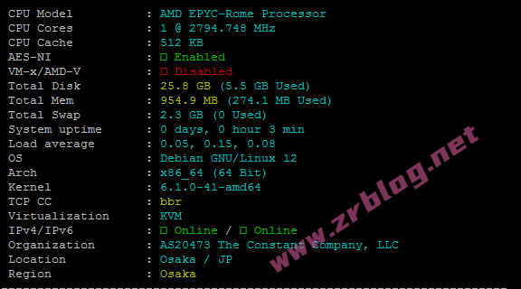 vultr日本大阪(ITM)机房云服务器简单测试-赵容部落
