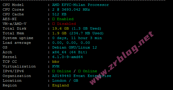 Evoxt英国VPS怎么样?Evoxt伦敦VPS简单测试-赵容部落