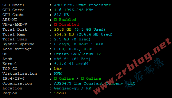 vultr韩国首尔(Seoul)机房云服务器简单测试-赵容部落