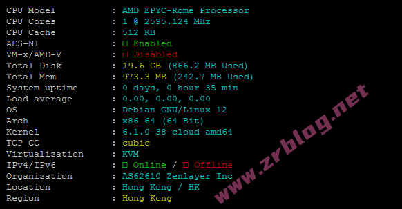 zenlayer香港BGP线路云服务器简单测试,10Gbps大带宽-赵容部落
