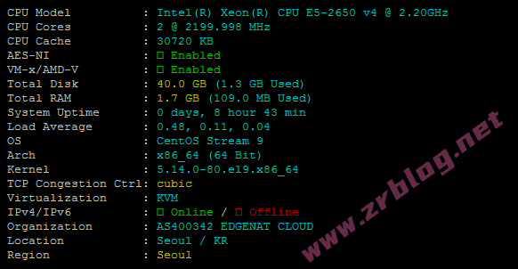 edgeNAT韩国SK直连线路原生IP VPS简单测试,三网直连延迟低,解锁丰富-赵容部落