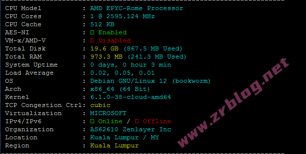 zenlayer怎么样?zenlayer马来西亚云服务器简单测试-赵容部落