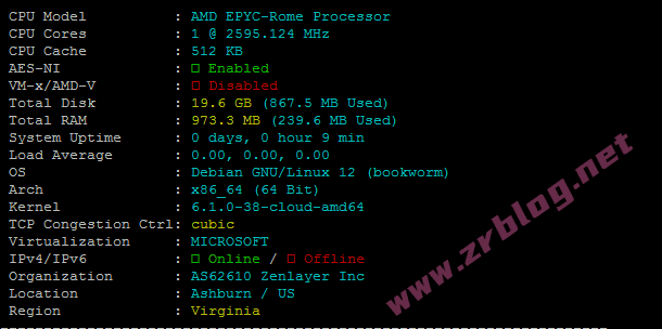 zenlayer美国华盛顿DC(Washington, D.C.)云服务器简单测试-赵容部落
